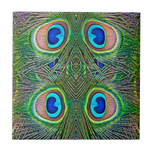 Pfauenfeder-Kaleidoskop-Druck Fliese