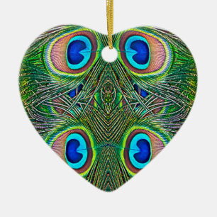 Pfauenfeder-Kaleidoskop-Druck Keramik Ornament
