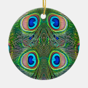 Pfauenfeder-Kaleidoskop-Druck Keramikornament