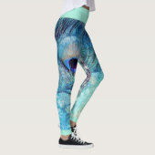 Pfauenfeder-Leggings Marmor aquamarin blau lila Leggings (Rechts)