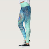 Pfauenfeder-Leggings Marmor aquamarin blau lila Leggings (Links)