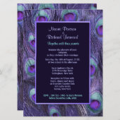 Pfauenfeder Lila 6,5" x 8 Einladung zur Hochzeit (Vorne/Hinten)
