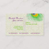 Pfauenfeder lila grünes Auge Visitenkarte (Rückseite)