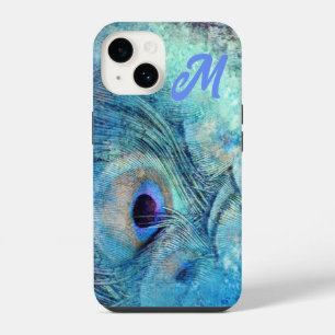 Pfauenfeder Marmor blau lila Türkis iPhone 14 Hülle