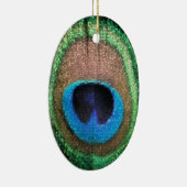 Pfauenfeder mit festgehaltener Glaswirkung Keramikornament (Rechts)