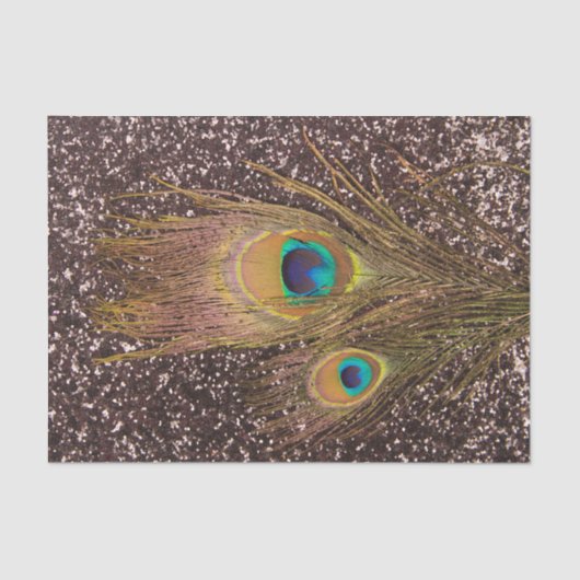 Pfauenfeder mit Glitzer Seidenpapier (Vorderseite)