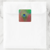 Pfauenfeder nah quadratischer aufkleber (Tasche)