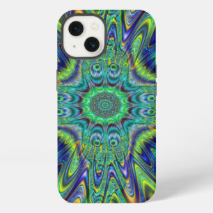 Pfauenfeder Neon Fraktal Funky Designer Kunst iPhone Hülle