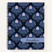 Pfauenfeder Notizbuch Art Deco Feder Muster (Vorderseite)