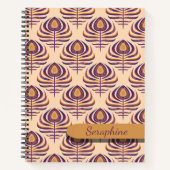 Pfauenfeder Notizbuch Art Deco Feder Muster (Vorderseite)