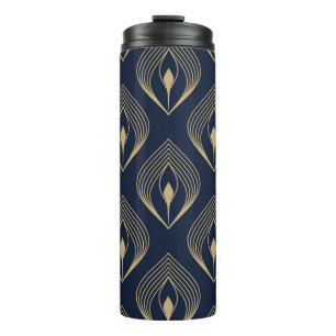 Pfauenfeder-Ombre-Muster ditzy florales Motiv. Thermosbecher