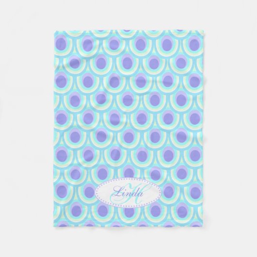 Pfauenfeder-Oval-Muster lila mit Namen Decke (Vorderseite)