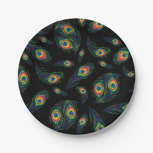 Pfauenfeder Pappteller (Vorderseite)