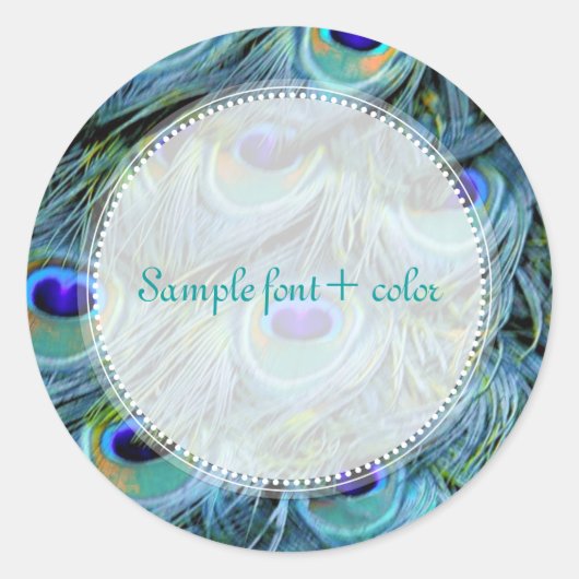 Pfauenfeder PixDezine Runder Aufkleber (Vorderseite)