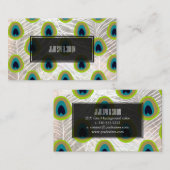 Pfauenfeder PixDezines/Imitate silber Visitenkarte (Vorne/Hinten)