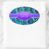 Pfauenfeder PixDezines Ovaler Aufkleber (Tasche)