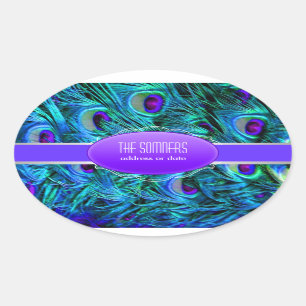 Pfauenfeder PixDezines Ovaler Aufkleber