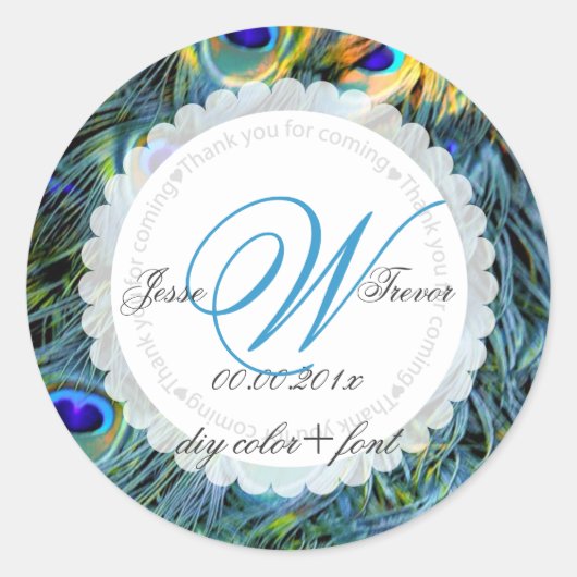 Pfauenfeder PixDezines Runder Aufkleber (Vorderseite)