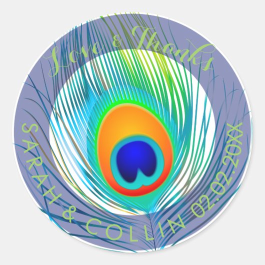 Pfauenfeder PixDezines Runder Aufkleber (Vorderseite)