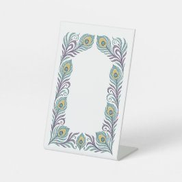 Pfauenfeder-Podest-Schild für Hochzeit oder Verans Sockelschild