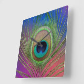 Pfauenfeder Quadratische Wanduhr (Winkel)