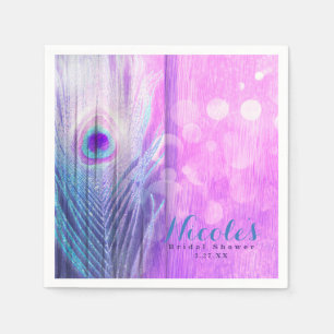 Pfauenfeder-Rosa & Blau Boho Chic Individuelle Par Serviette
