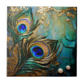 Pfauenfeder-Rosetten aus Marmorperle-Imitat-Folie Fliese (Vorderseite)