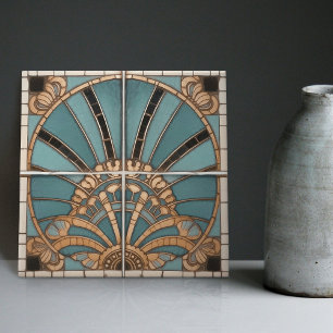 Pfauenfeder-Symbolik Belle-Epoque-Art Deco Fliese