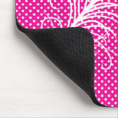 Pfauenfeder und Polka Dots - Rosa & Weiß Mousepad (Ecke)