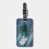 Pfauenfeder und Smaragdgrüne Metallseide Gepäckanhänger (Vorderseite vertikal)