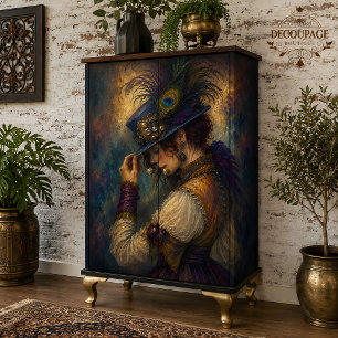 Pfauenfeder-Victorian Lady-Decoupage Seidenpapier