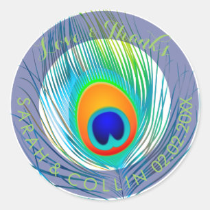 Pfauenfeder von PixDezines Runder Aufkleber