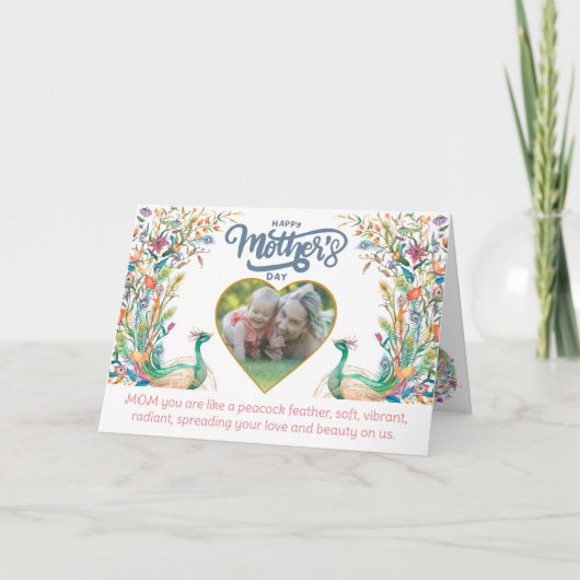 Pfauenfeder wie Muttertag der Liebe Dankeskarte (Vorderseite)