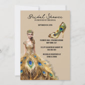 Pfauenfederbälle als Braut Einladung (Vorderseite)