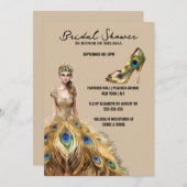 Pfauenfederbälle als Braut Einladung (Vorne/Hinten)