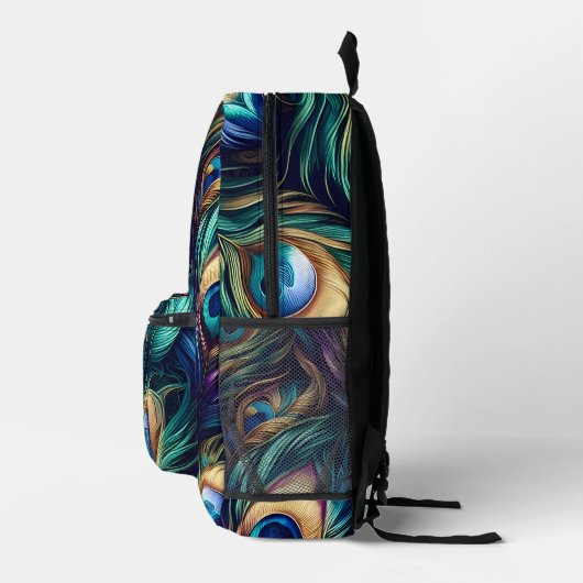 Pfauenfederdesign einzigartig bedruckter rucksack (Rechts)