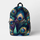 Pfauenfederdesign einzigartig bedruckter rucksack (Vorderseite)