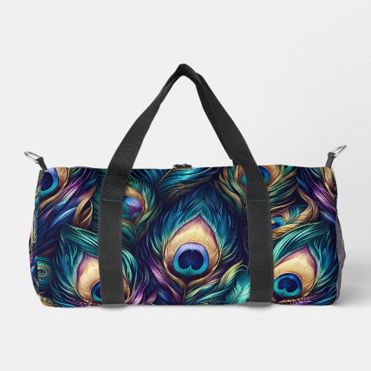 Pfauenfederdesign einzigartig duffle bag (Vorderseite)