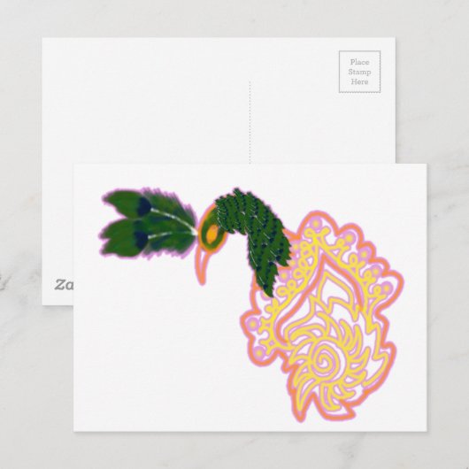 Pfauenfederdesign Postkarte (Vorne/Hinten)
