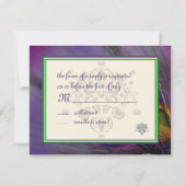 Pfauenfedereinladungen/psychedelische Farben RSVP Karte (Rückseite)