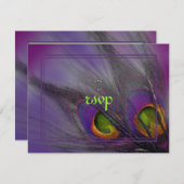 Pfauenfedereinladungen/psychedelische Farben RSVP Karte (Vorne/Hinten)