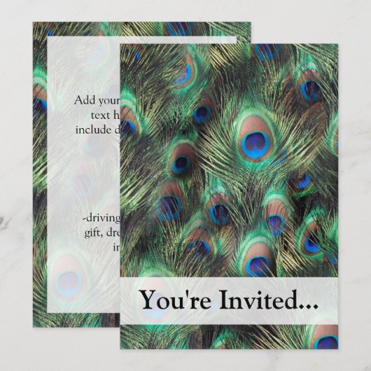 Pfauenfederhalter Einladung (Vorne/Hinten)