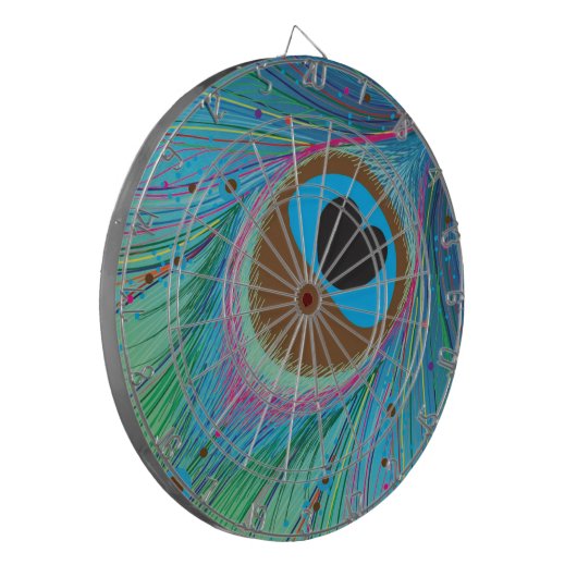 Pfauenfederhalter-Hintergrund Dartscheibe (Vorderseite Links)