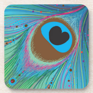 Pfauenfederhalter-Hintergrund Untersetzer