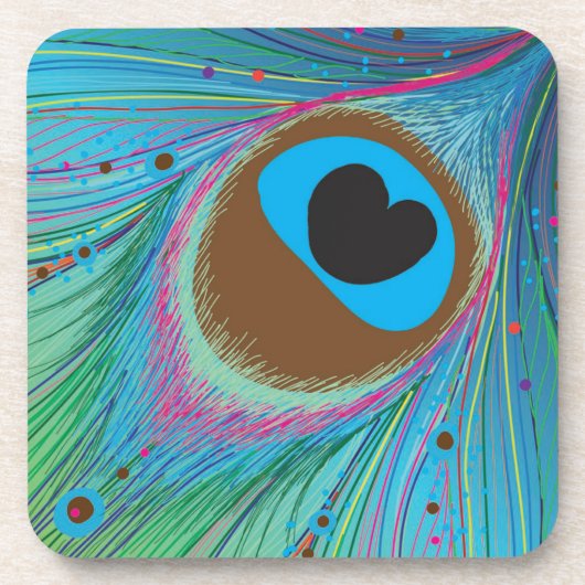 Pfauenfederhalter-Hintergrund Untersetzer (Vorderseite)