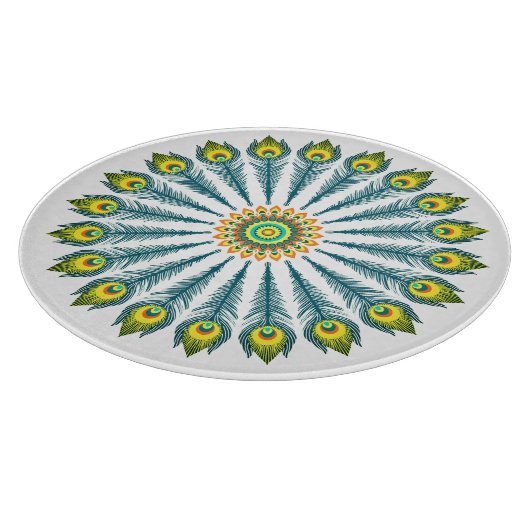 Pfauenfederkreis Schneidebrett (Ecke)