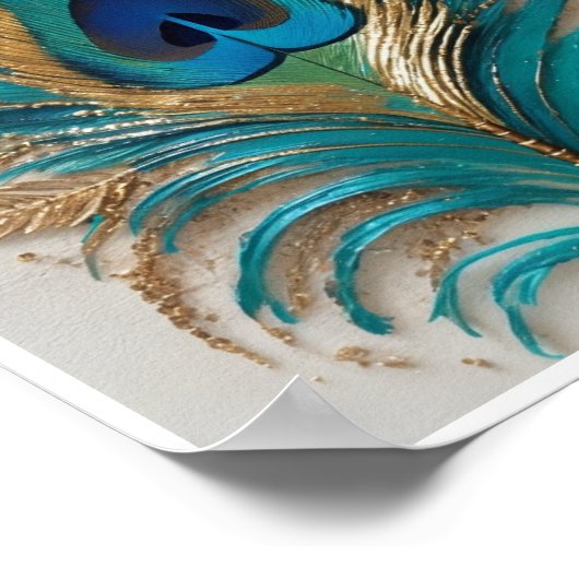 Pfauenfederkunst Poster Wall Art (Ecke)