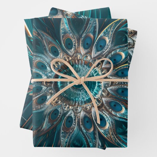 Pfauenfedermandala Geschenkpapier Set (Beispiel)