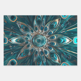 Pfauenfedermandala Geschenkpapier Set