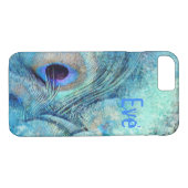Pfauenfedermarmor aquamarin blau elegant Case-Mate iPhone hülle (Rückseite (Horizontal))